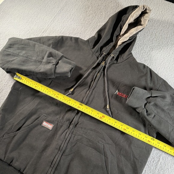 Rocky Workwear Jacket Mens Large Duck Canvas Lined Hooded Thinsulate Black - Picture 5 of 6